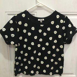 Missy Bun Just Chillin' short sleeve skull tee.